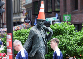 Scottish Soccer Fans Are Putting Traffic Cones on Boston Statues. Here’s Why.