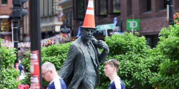 Scottish Soccer Fans Are Putting Traffic Cones on Boston Statues. Here’s Why.