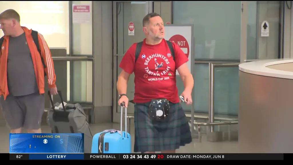 A man in a red 