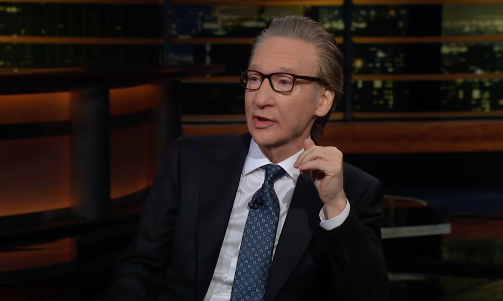 Bill Maher speaks during an interview with Vice President JD Vance during 