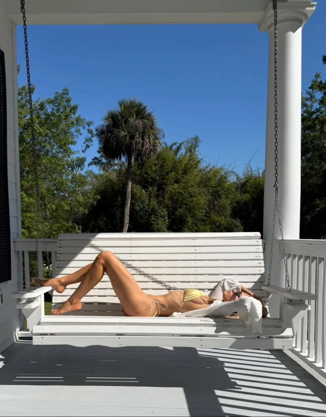 Michelle Randolph shows off in a barely there yellow bikini in an Instagram post shared on June 20, 2026.