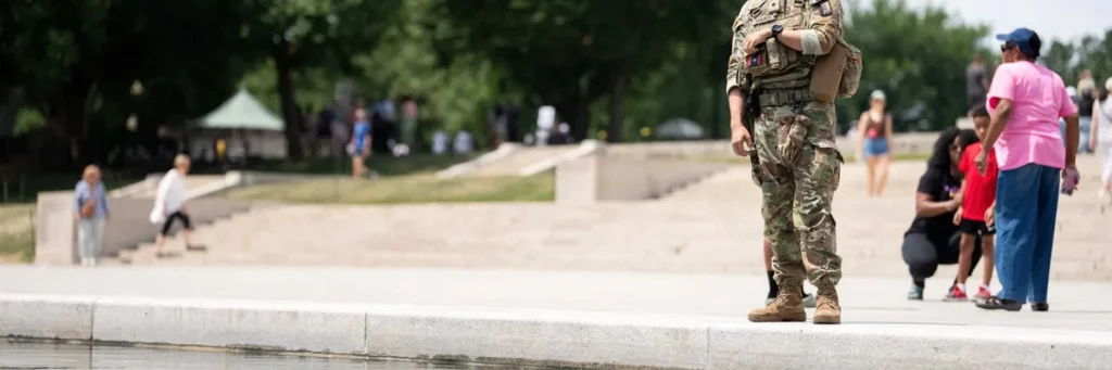 Woman swarmed by National Guard and US Marshals for dipping hand into reflecting pool: TMZ