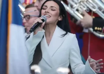 Kash Patel’s girlfriend mercilessly mocked for ‘murdering’ National Anthem at Trump’s fair