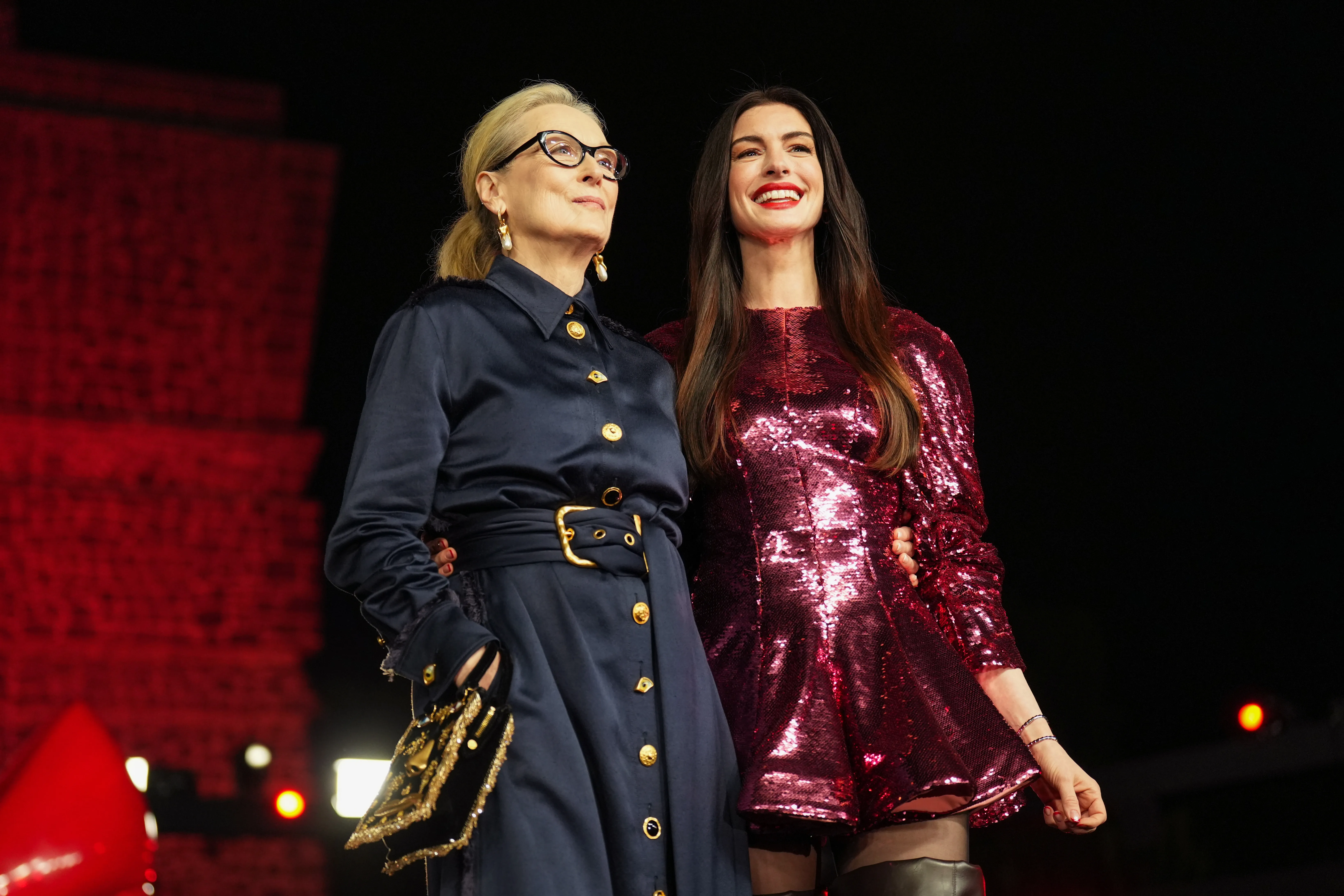 Anne Hathaway and Meryl Streep at the red carpet premiere for 
