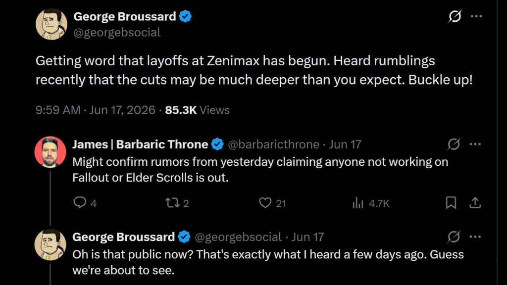 Bethesda Layoffs Leak