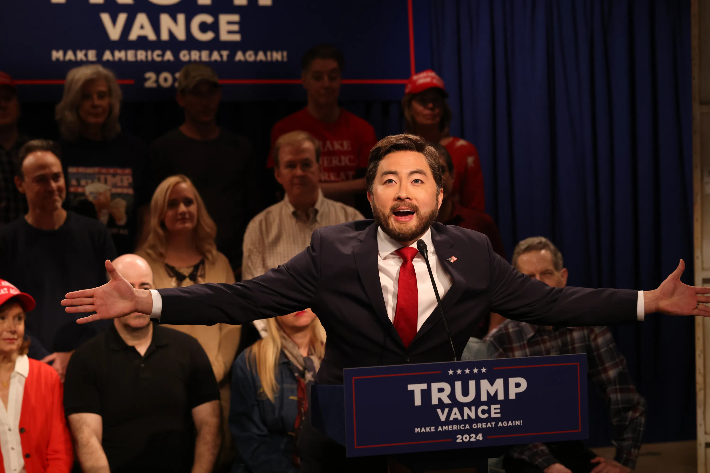 Bowen Yang as JD Vance at a 