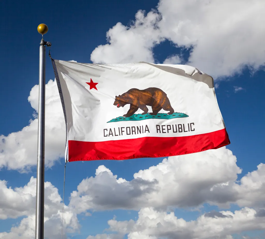 California Republic flag waving in the wind.