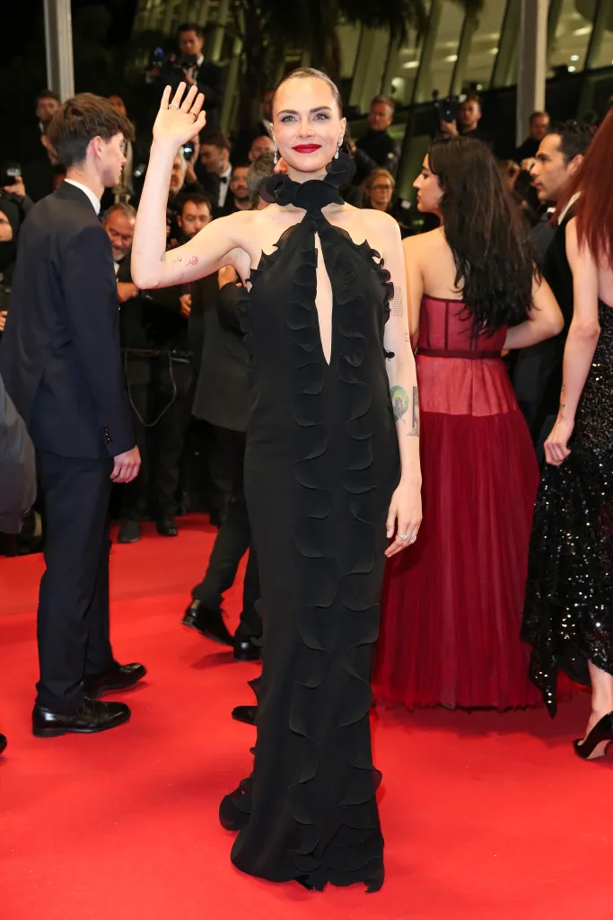 Cara Delevingne on the red carpet at the Cannes Film Festival.