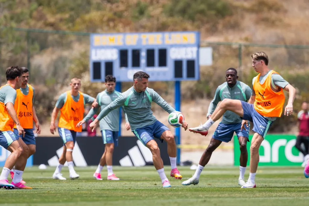 Granit Xhaka and Cedric Itten train for the 2026 FIFA World Cup.