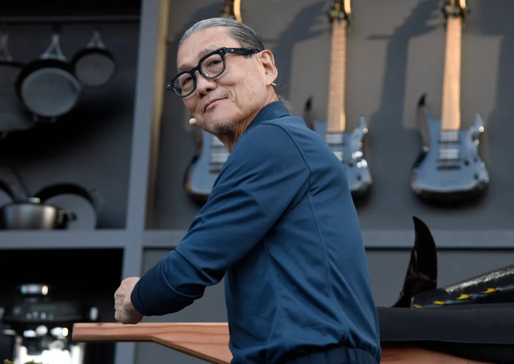 Chef Masaharu Morimoto attends a culinary demonstration.
