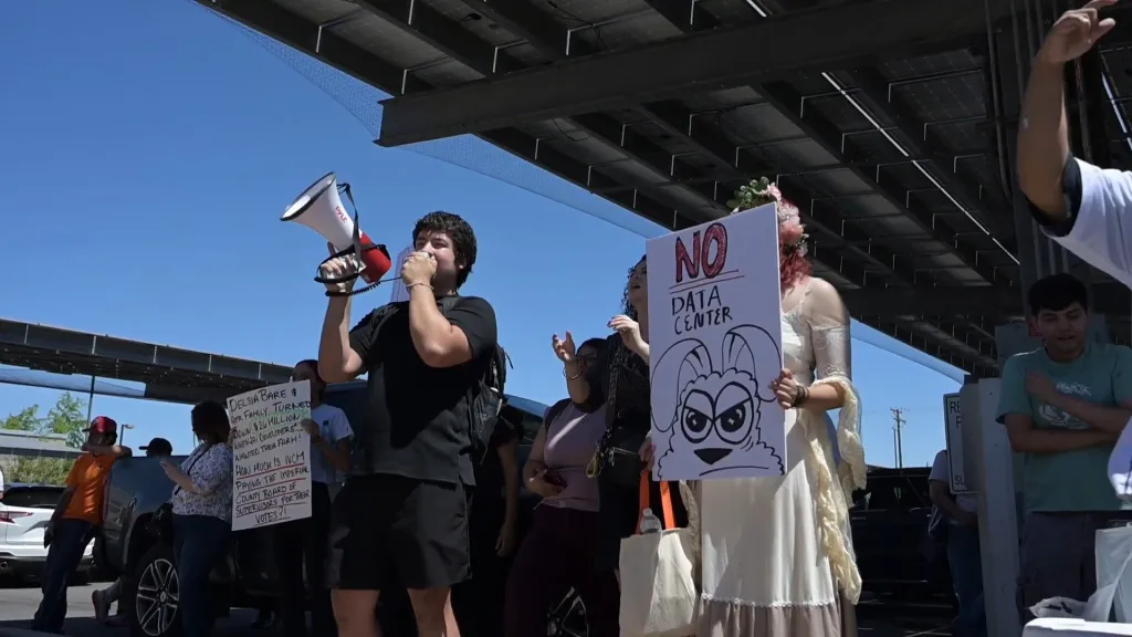 People protesting against a data center.
