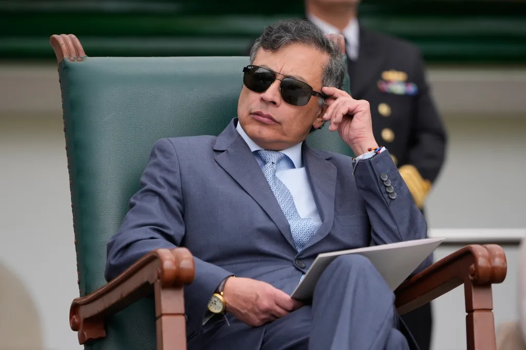 Colombia's President Gustavo Petro attends a military ceremony.