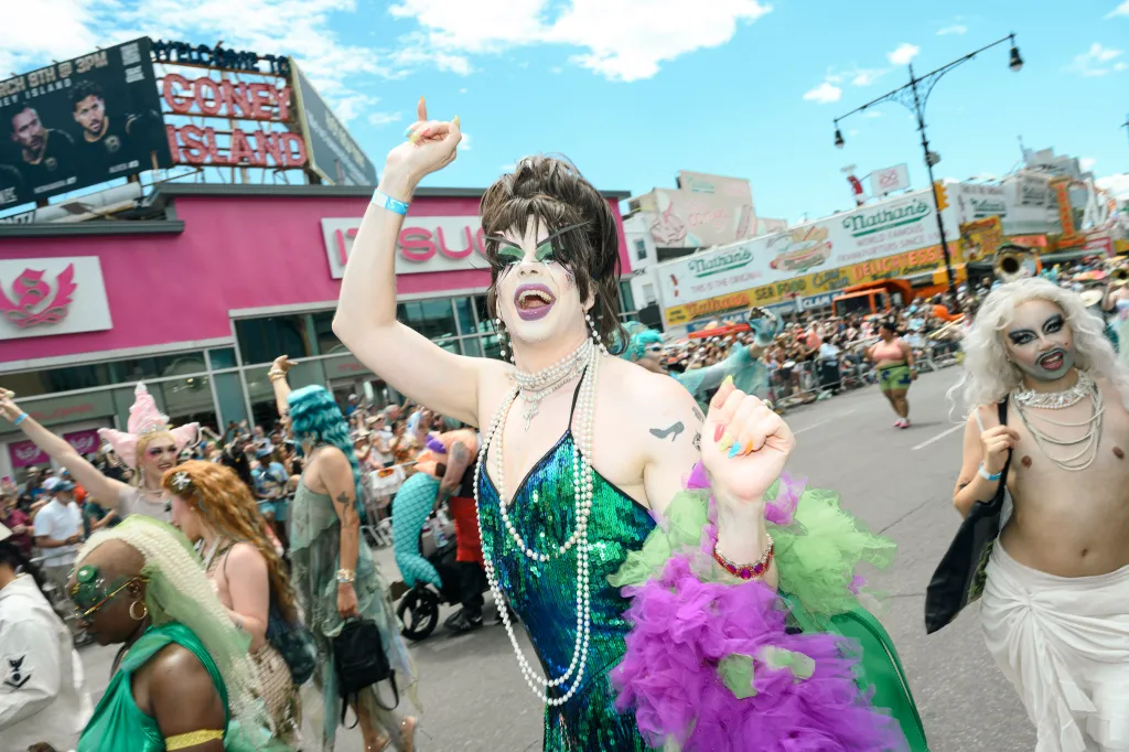 A partier on the parade route.