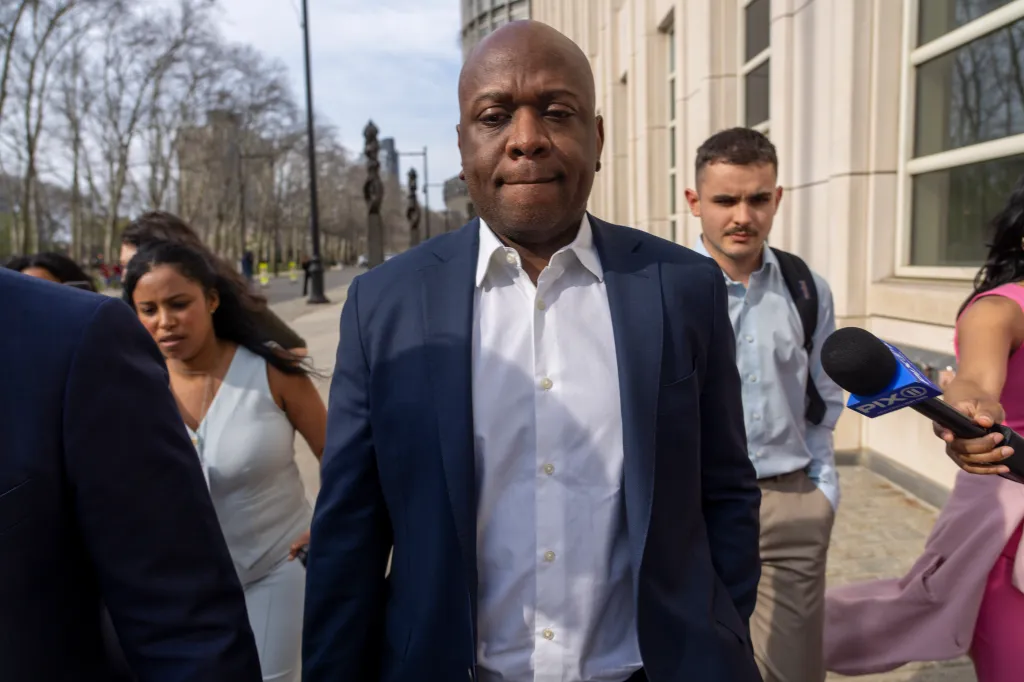 Corruption probe at Brooklyn Federal Court. Defendent Roberto Samedy leaving court.
