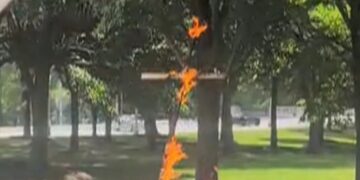 Burning cross found in Chicago park sparks police investigation into how it got there