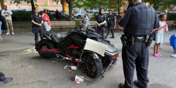 Woman on motorcycle plows through NYC park, mowing down 9 pedestrians in her path