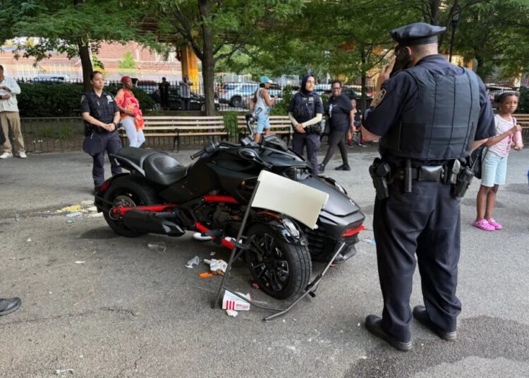 Woman on motorcycle plows through NYC park, mowing down 9 pedestrians in her path