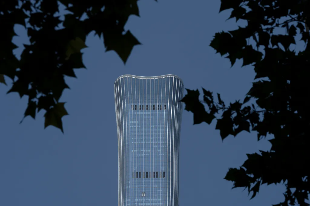 The 108-story CITIC tower, shaped like an ancient Chinese wine vessel, is one of the most recognizable skyscrapers in Beijing and is the tallest building in the city.