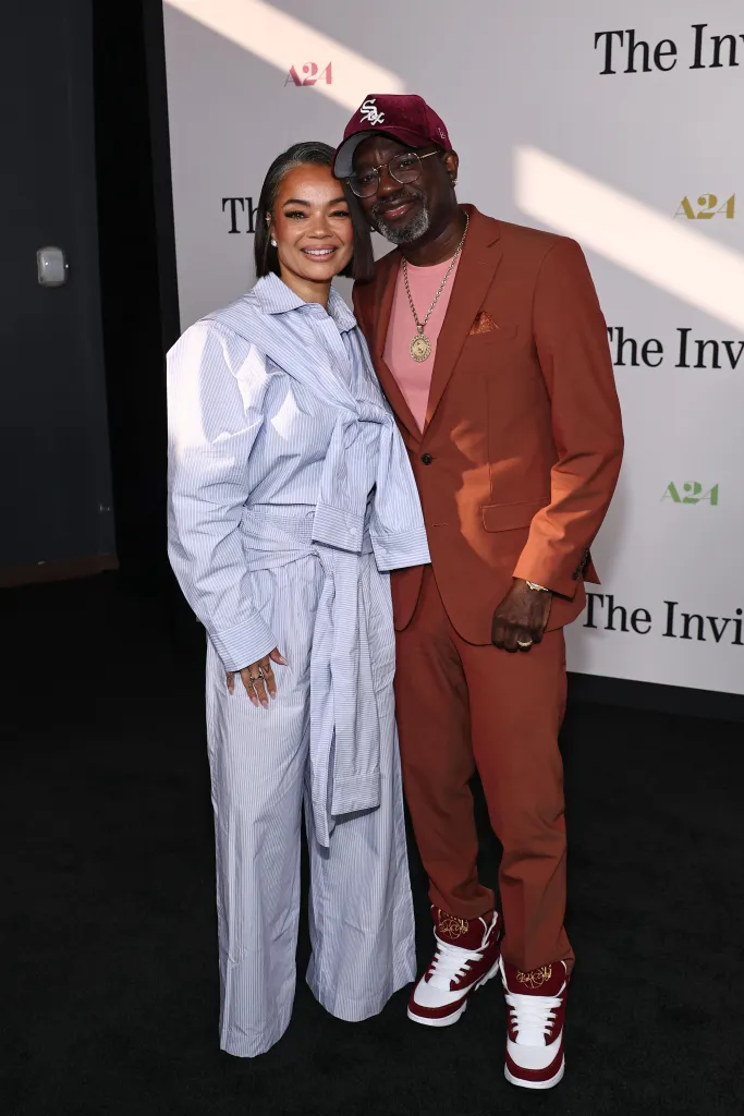 Dannella Howery and Lil Rel Howery attends the Los Angeles premiere of A24's 