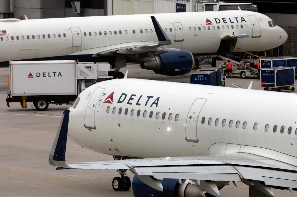 Delta Airlines planes at Boston Logan International Airport on July 12, 2021.