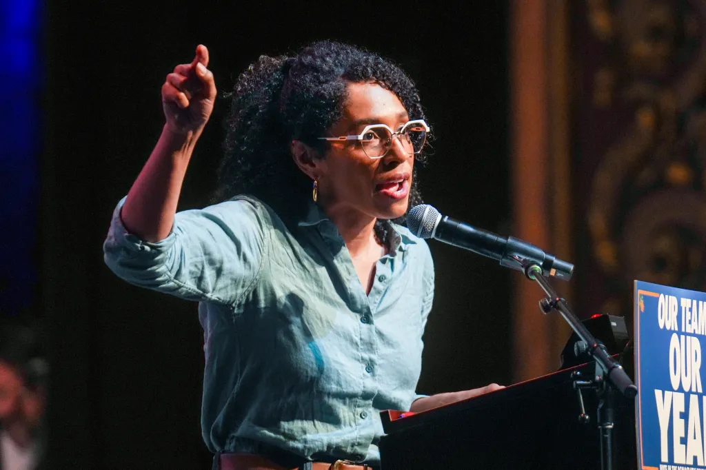 Darializa Avila Chevalier speaking at a Get Out The Vote rally.