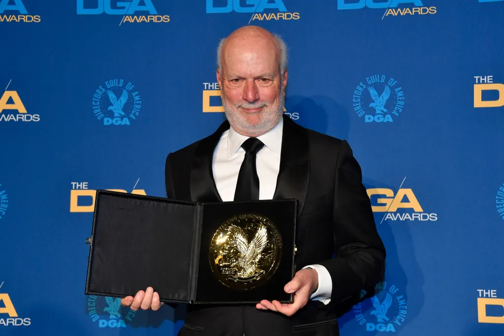 James Burrows holding his DGA Variety/Talk/News/Sports – Specials Award.