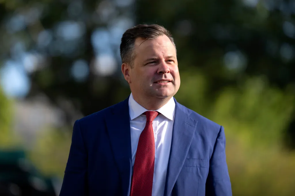 Bill Pulte, Director of the Federal Housing Finance Agency, walks outside the White House.
