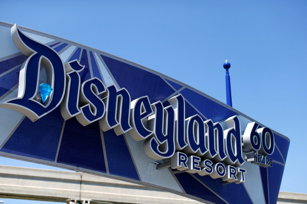 A sign for Disneyland in California, where an influencer was