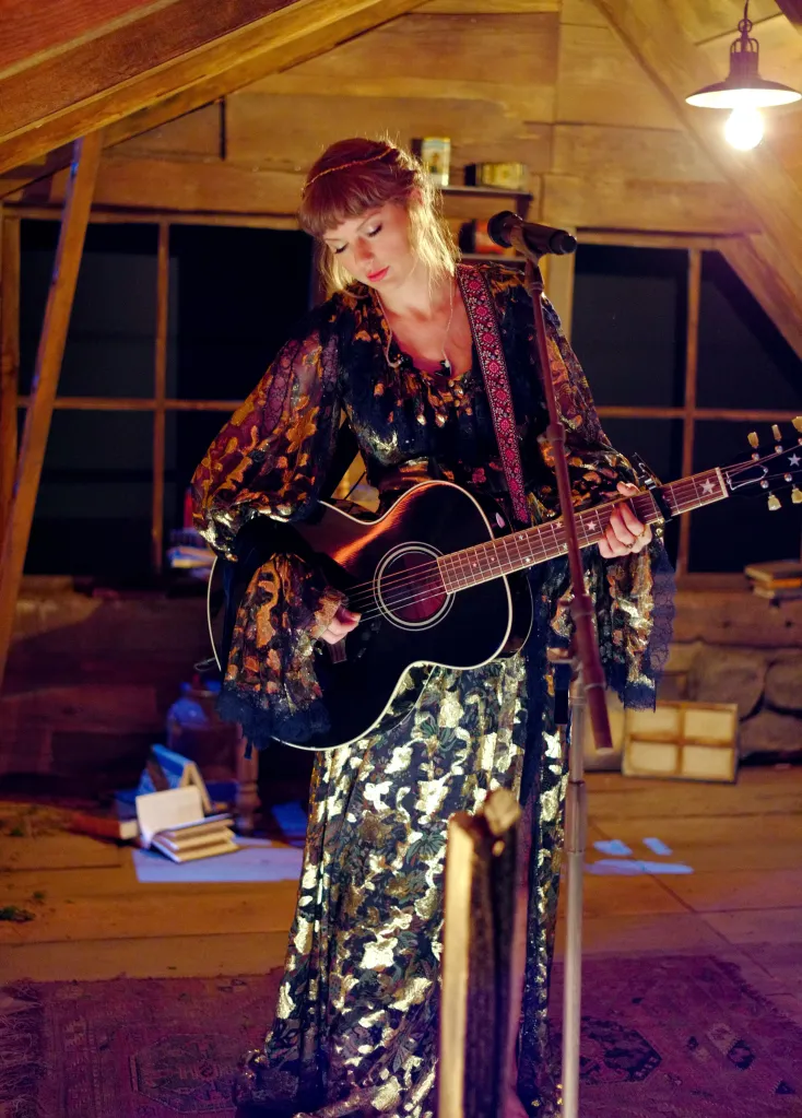 Taylor Swift performing onstage for the 63rd Annual GRAMMY Awards.