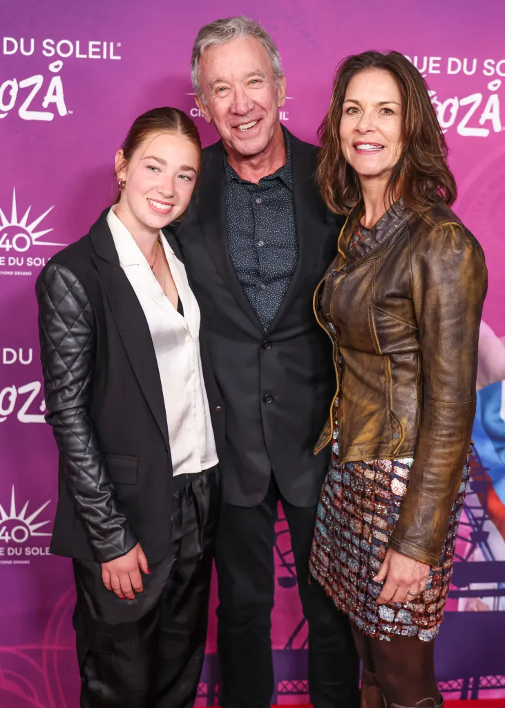 Elizabeth Allen-Dick, Tim Allen, and Jane Hajduk posing together at the Cirque du Soleil's 'KOOZA' Red Carpet Premiere.