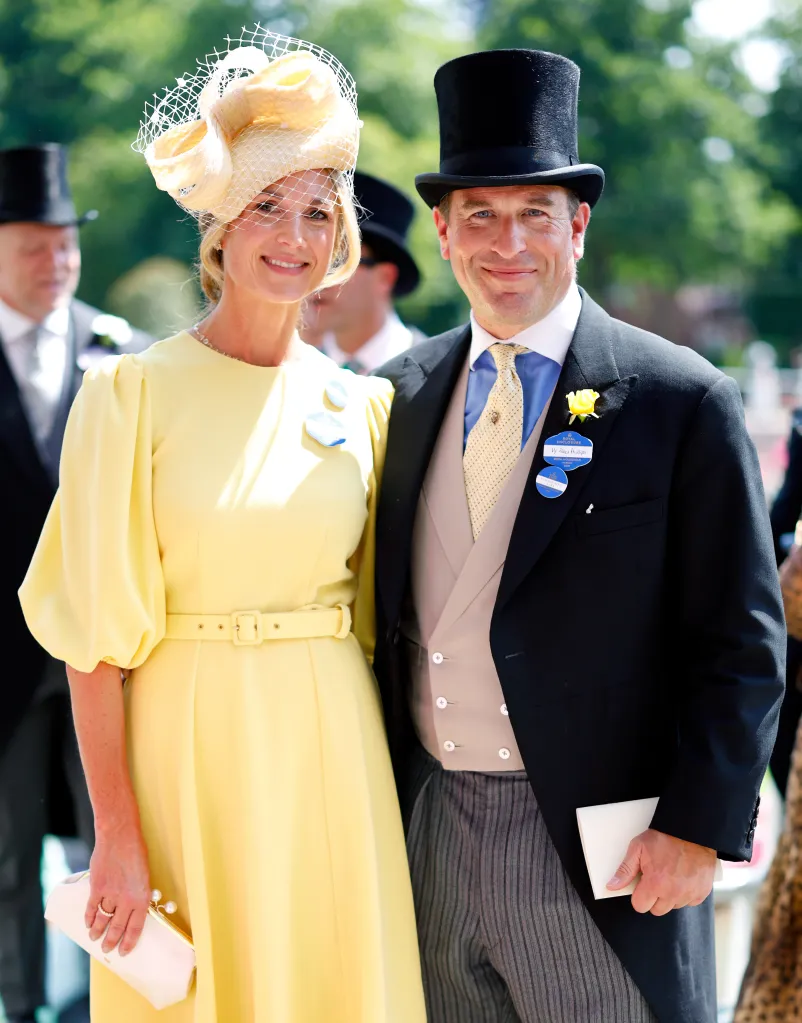 Harriet Sperling and Peter Phillips smiling together at Royal Ascot.