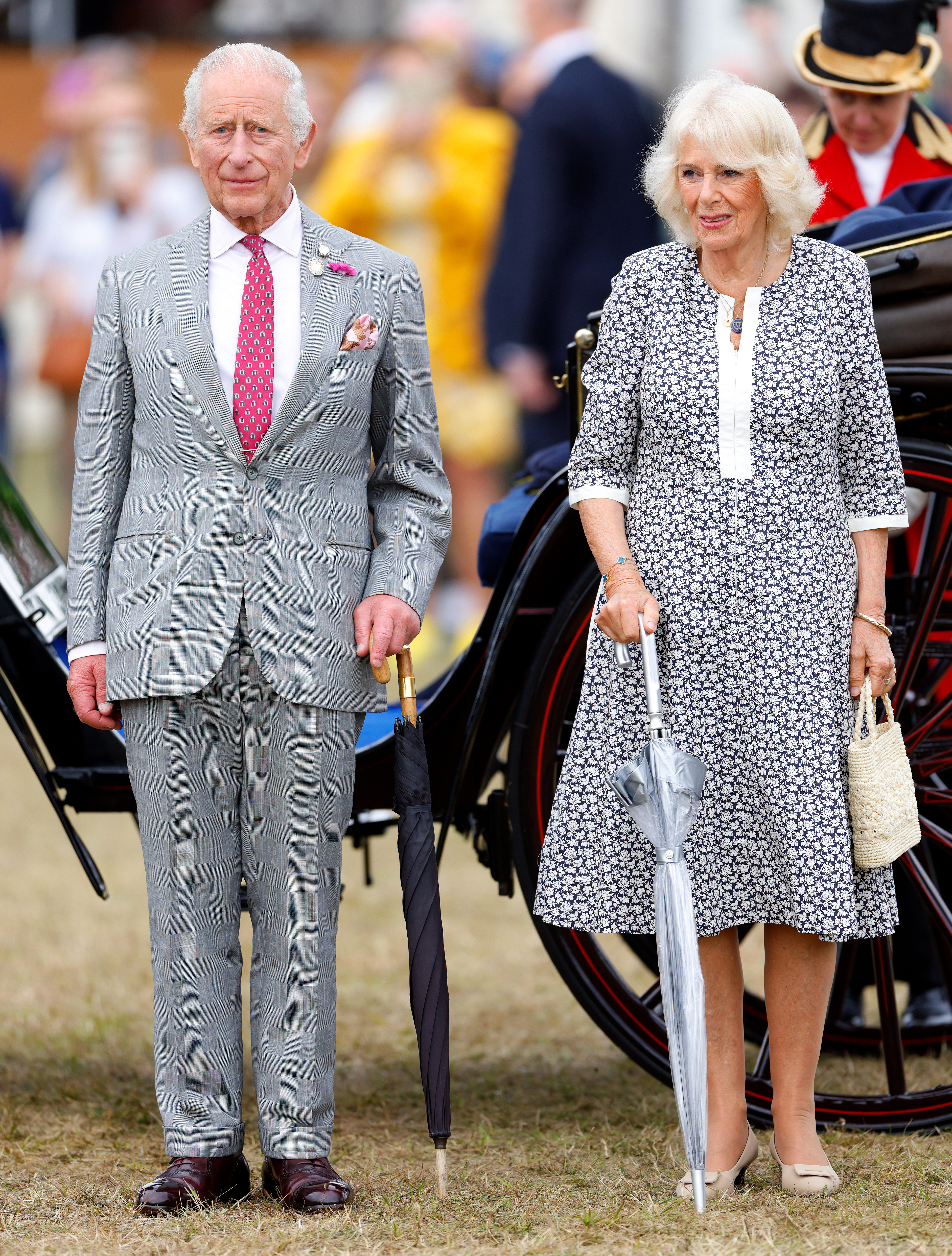 King Charles III and Queen Camilla attending the Sandringham Flower Show 2025.