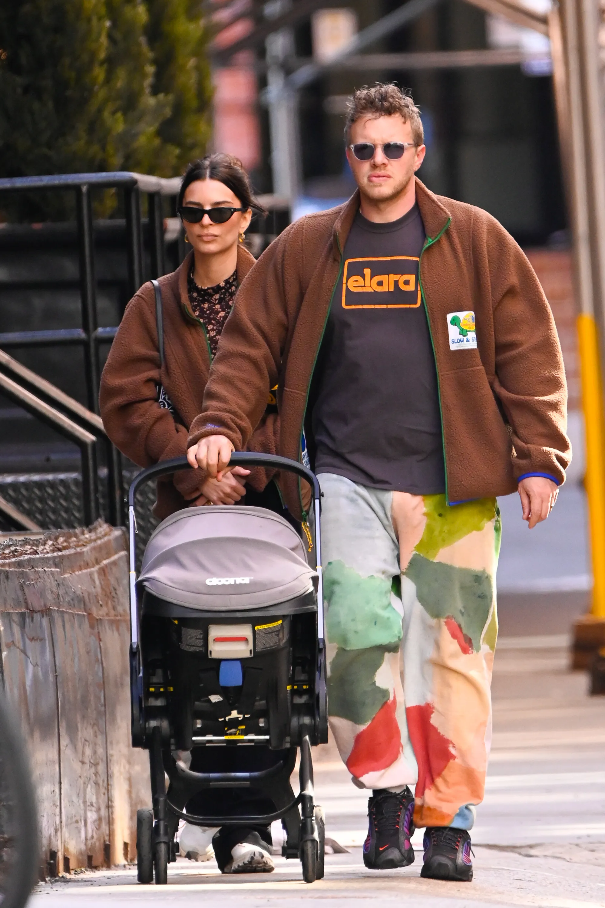 Emily Ratajkowski and Sebastian Bear-McClard seen walking their son in New York City in 2022