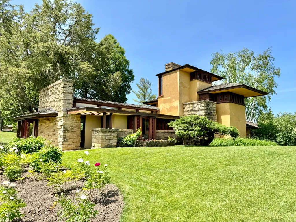Exterior of Taliesin, the house and office designed by Frank Lloyd Wright near Spring Green, Wisconsin.