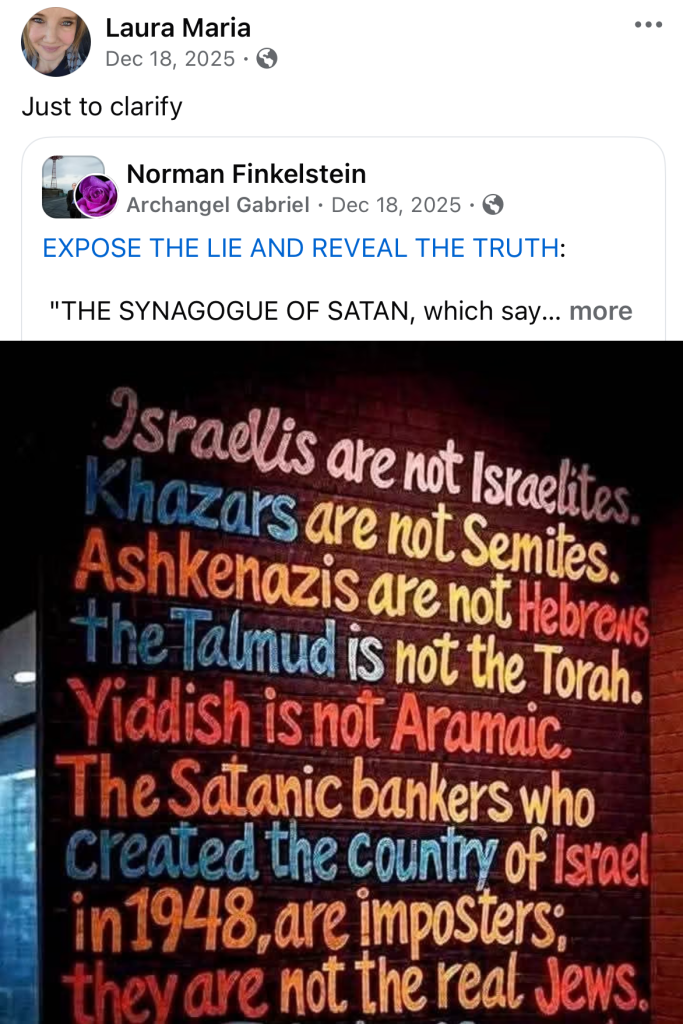A social media post sharing an image with text that reads: 