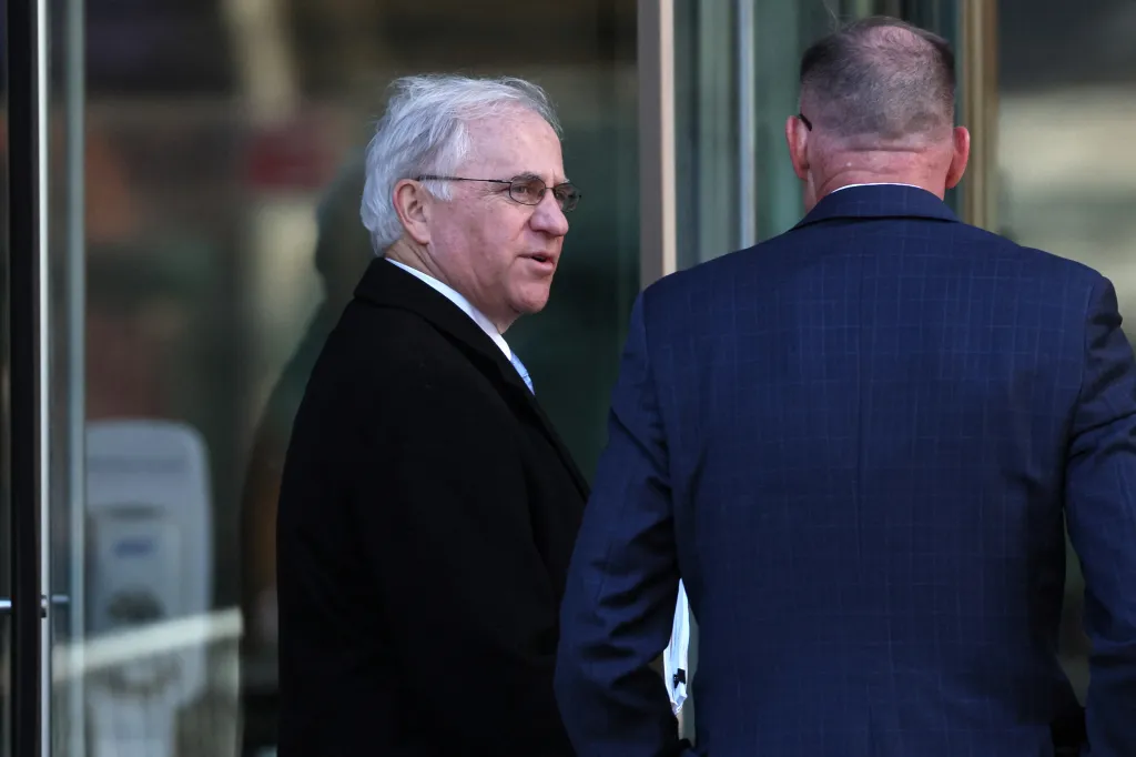 Former U.S. Congressman Stephen Buyer arrives for his insider trading trial.