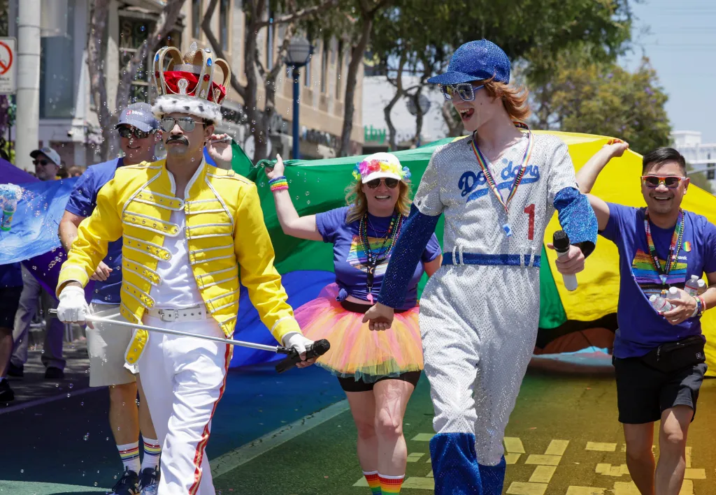 Paraders walk the WeHo Pride Parade on Sunday, June 7, 2026.