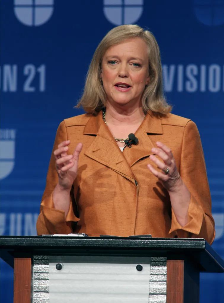 California gubernatorial candidate Meg Whitman addresses an audience during a debate.