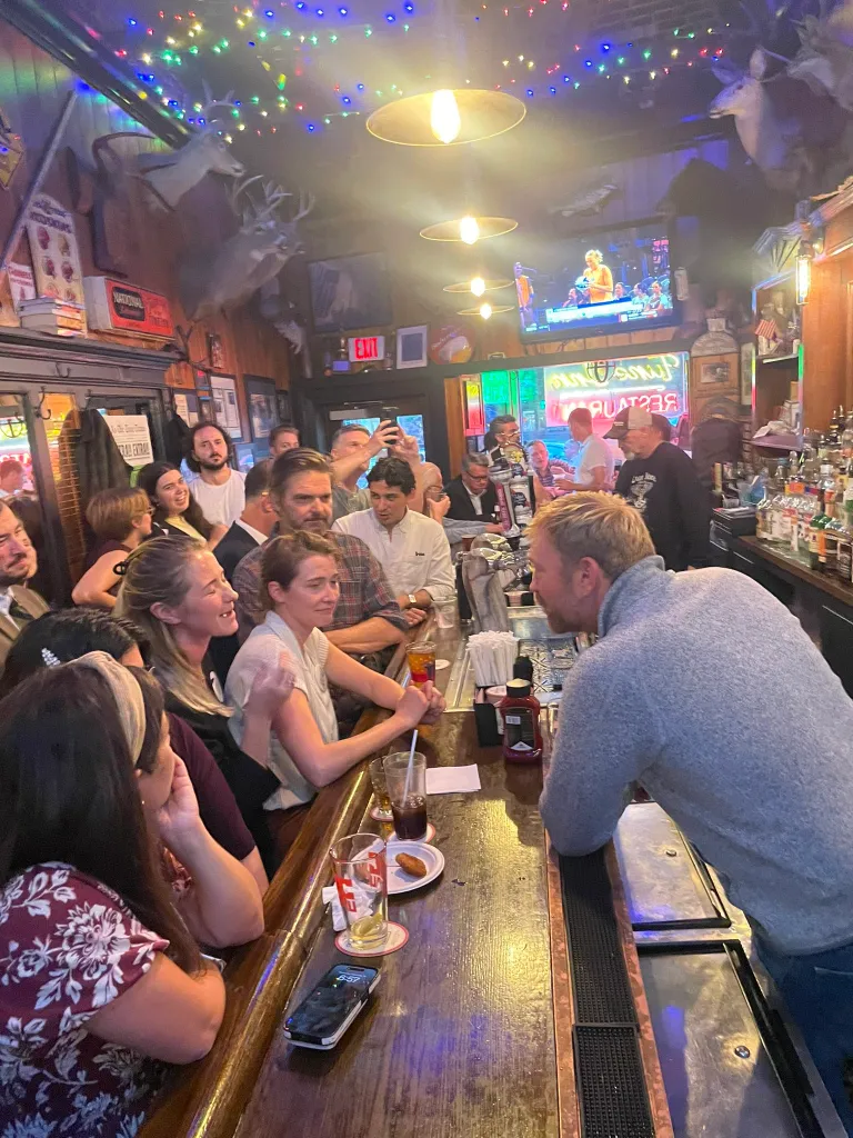 Graham Platner bartending at Tune Inn in Washington D.C.
