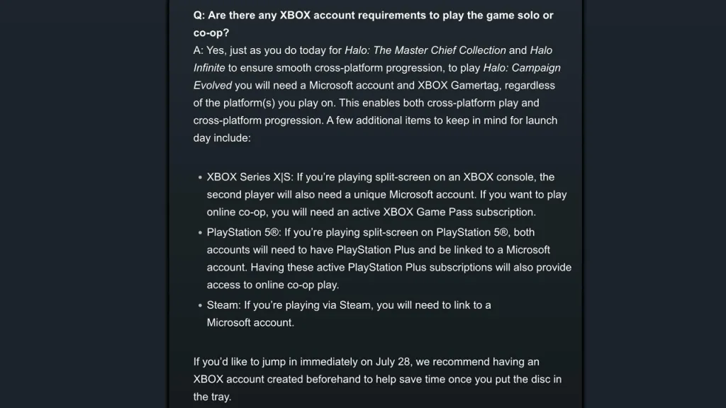 Halo Campaign Evolved PS5 Co-Op Requirements