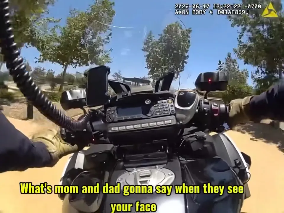 POV from a police motorcycle, with 