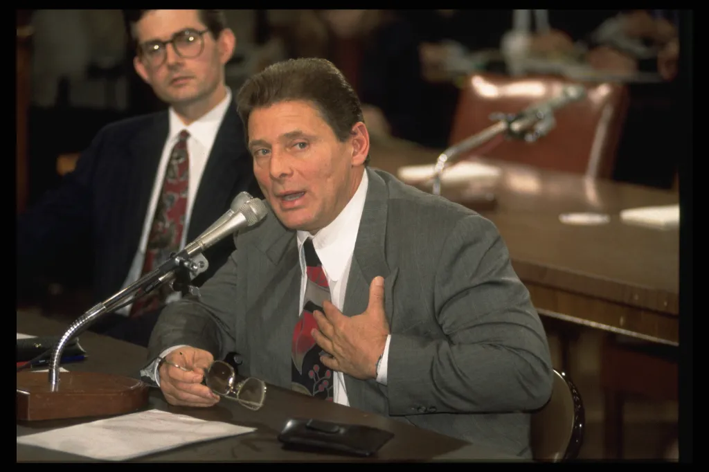 Sammy Gravano testifying at a hearing in Washington, DC.