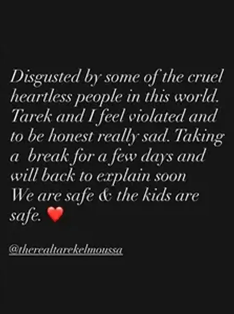 Text post from Heather El Moussa about feeling disgusted and violated by 