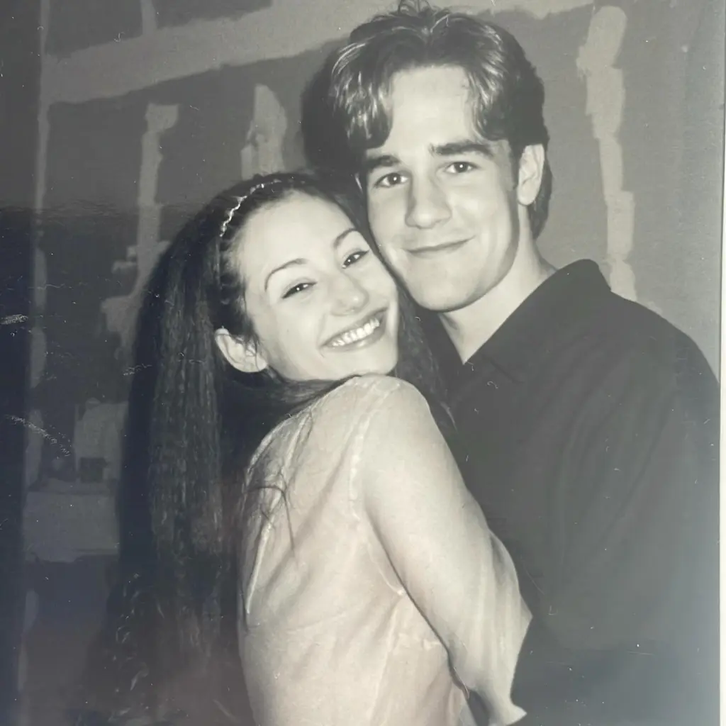 Heather McComb and James Van Der Beek smiling.