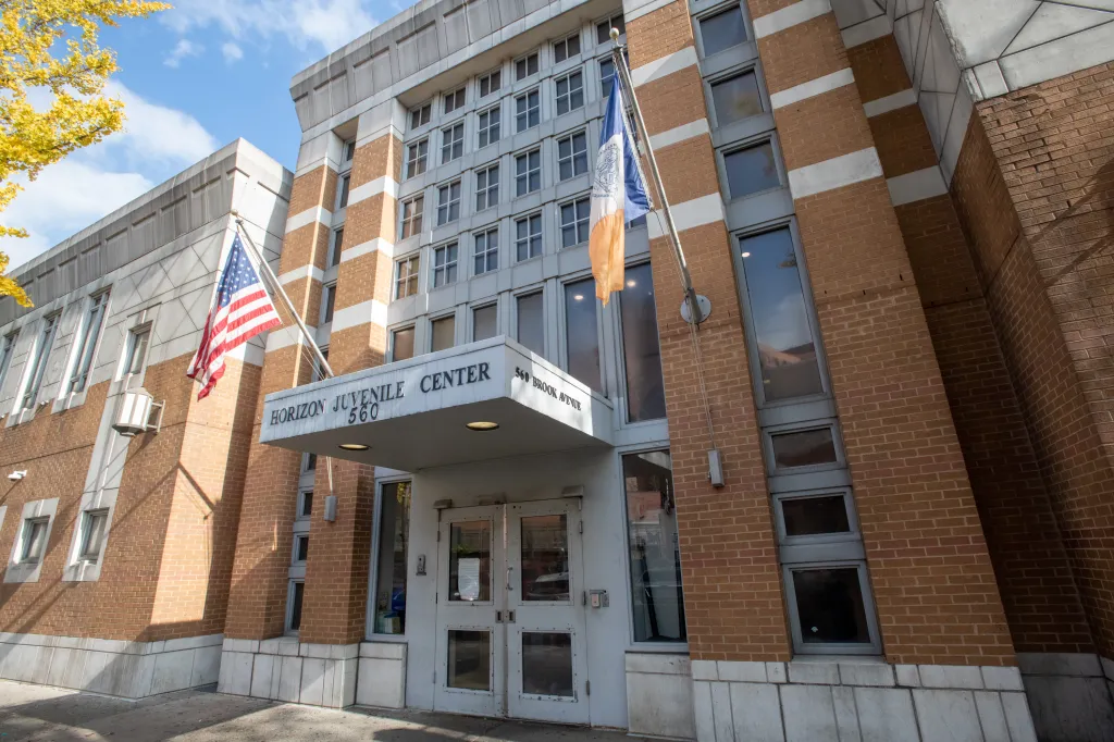 Exterior view of the Horizon Juvenile Center building in the Bronx, New York.