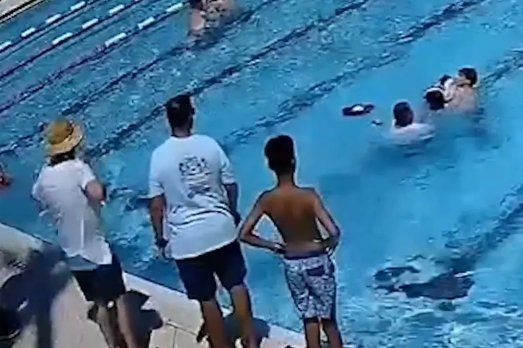 Simmonds carried the child back to the edge of the pool where they were resuscitated on dry land.