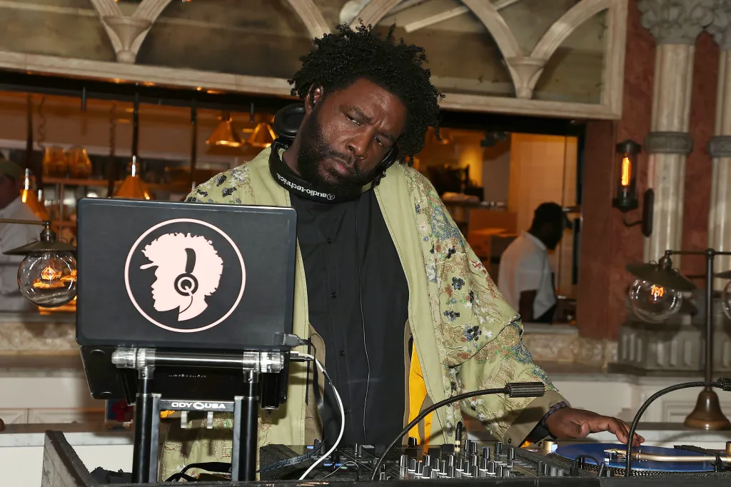 Questlove DJing at the 25th Anniversary Tribeca Festival opening night.