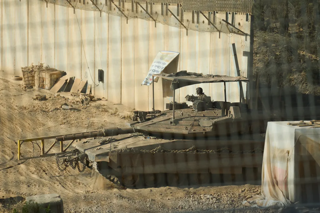 An IDF tank crosses through southern Lebanon on June 18, 2026.
