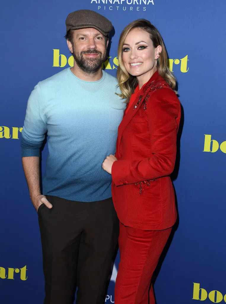 Jason Sudeikis and Olivia Wilde posing together at the LA special screening of Booksmart.