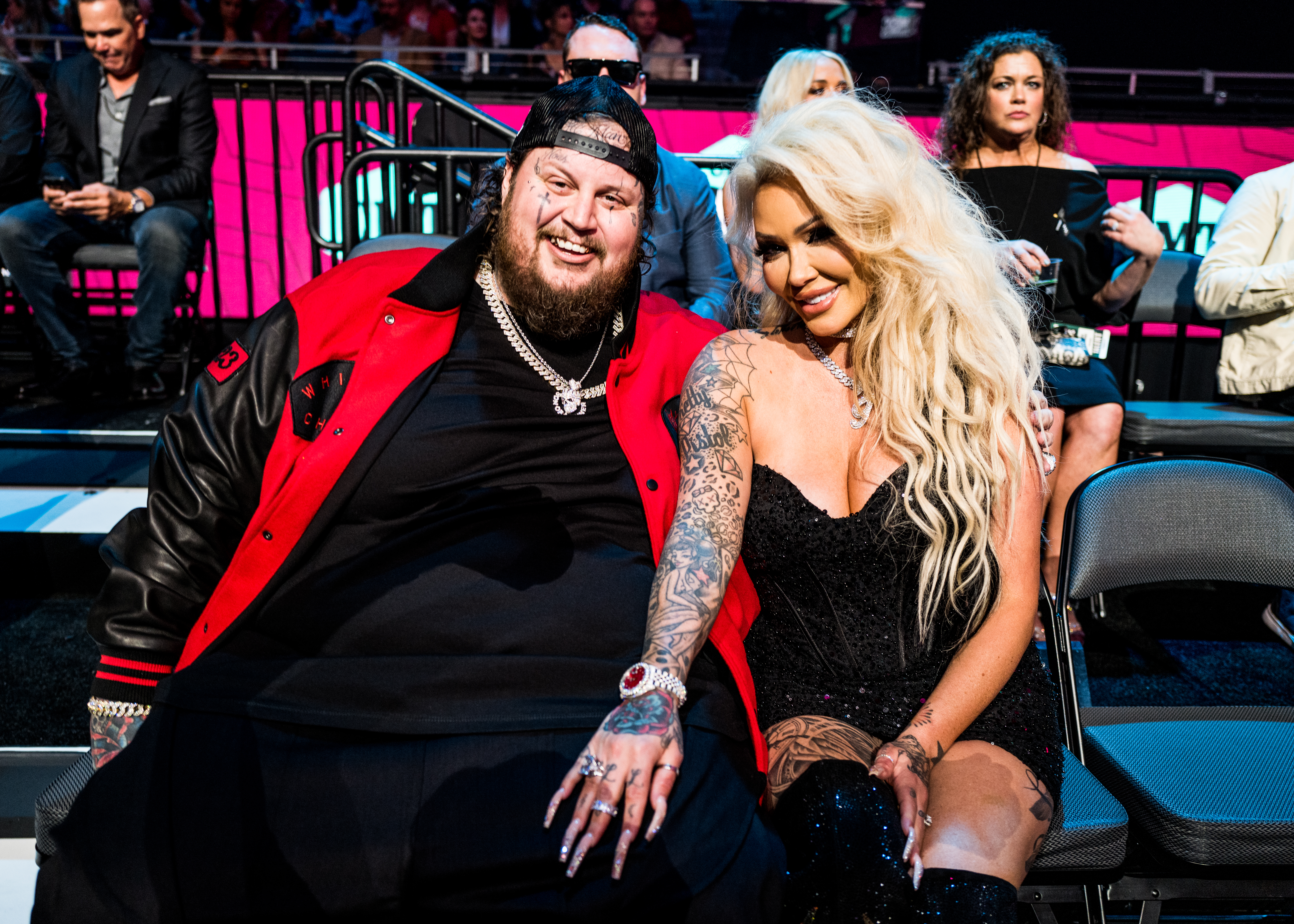 Jelly Roll and Bunnie Xo attend the 2023 CMT Music Awards.